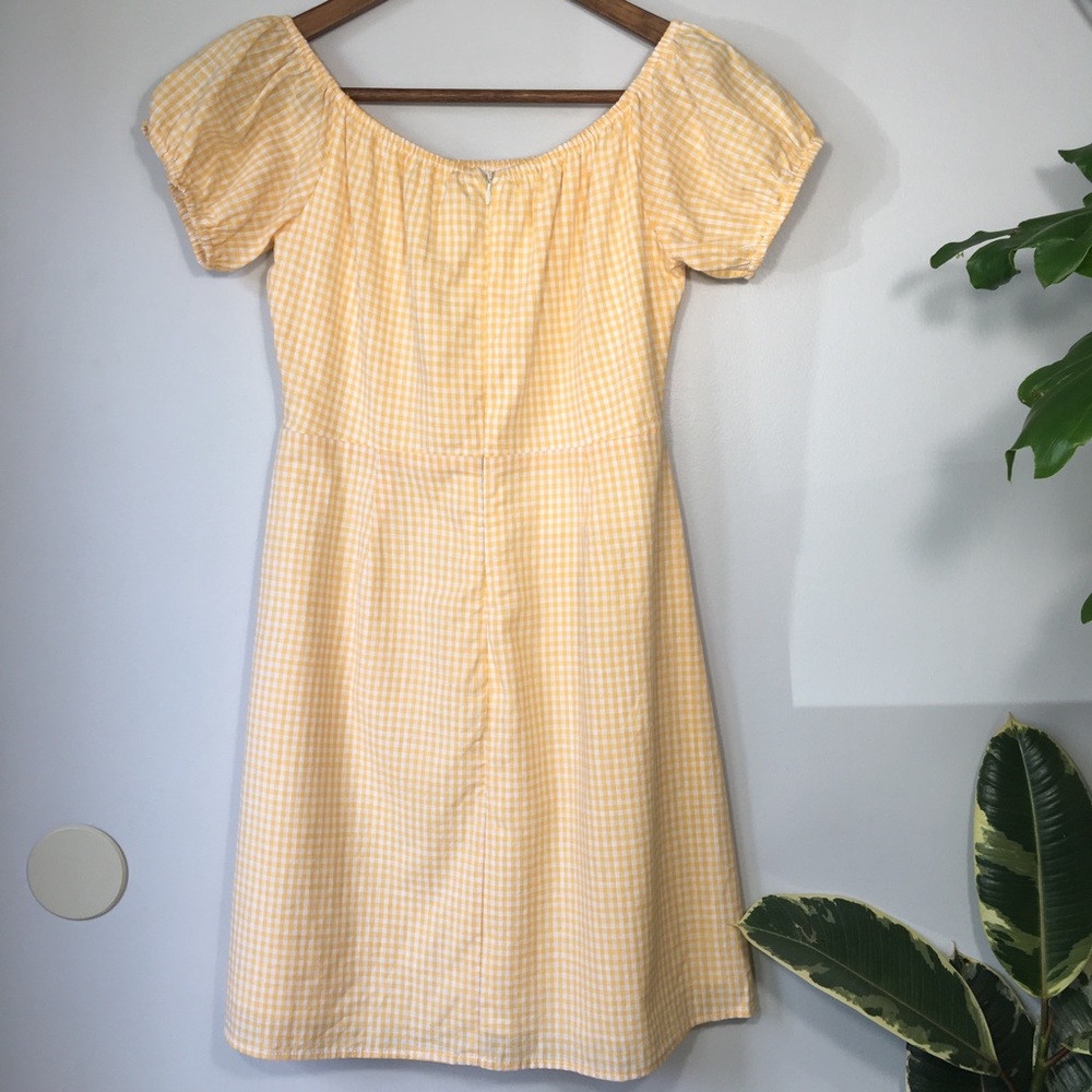 Wild Honey Yellow Gingham Off the Shoulder Dress - Picture 3 of 8
